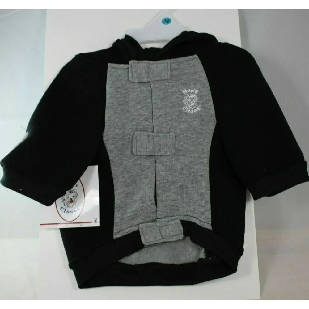 Maxs Closet Dog Black and Gray Hoodie Jacket Medium (M)